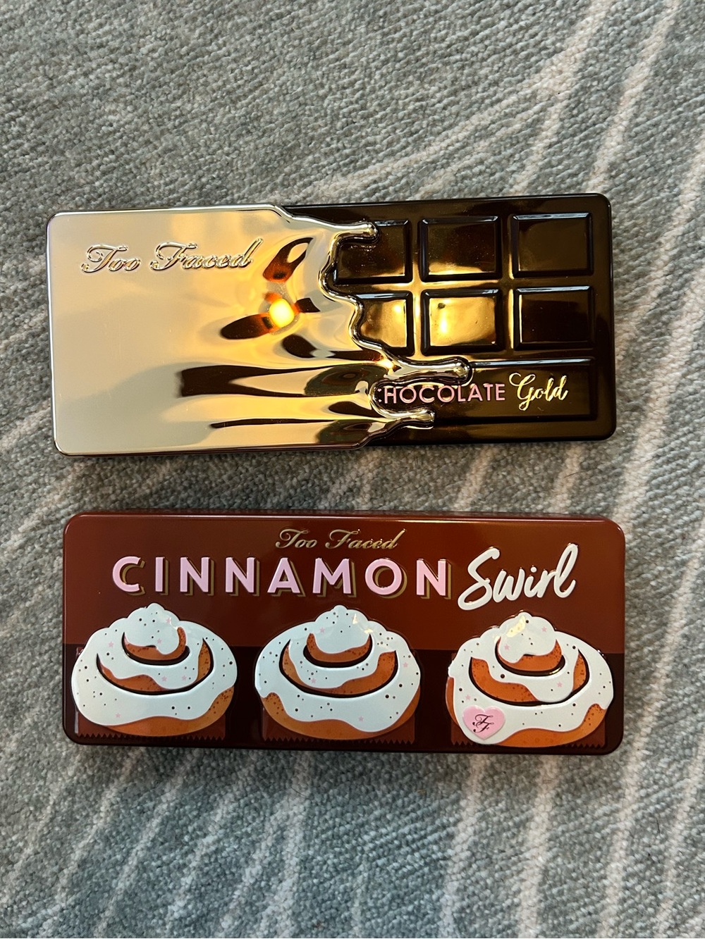 Too Faced Chocolate Gold & Cinnamon Swirl Eyeshadow Palettes - Gold & Brown